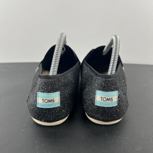 Toms Belmont Canvas Slip On Sneakers Shoes Size 8.5 Black Iridescent Glimmer - Picture 6 of 12